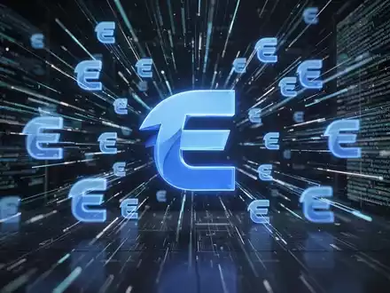 Ein stilisiertes, leuchtend blaues 'E'-Symbol für den Edge-Browser, das sich schnell auf einer dunklen digitalen Oberfläche vermehrt. - Foto: über boerse-global.de