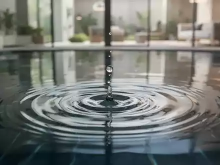 Ein einzelner Wassertropfen fällt in eine ruhige Wasseroberfläche, die konzentrische Kreise bildet und ein nachhaltiges Zuhause widerspiegelt. - Foto: über boerse-global.de