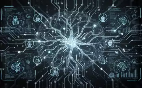 A glowing, futuristic digital neural network with abstract AI agent icons and data points, symbolizing advanced AI development and testing. - Foto: über boerse-global.de