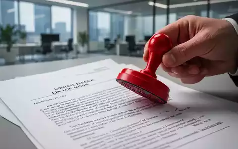 Eine Hand hält einen roten Stempel über ein juristisches Dokument. Im Hintergrund ist ein Büro verschwommen zu sehen. - Foto: über boerse-global.de