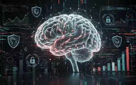 A glowing, abstract AI brain superimposed over a digital financial interface, symbolizing AI-enabled cyber threats to financial systems. - Foto: über boerse-global.de