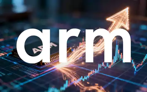 Eine stilisierte, leuchtende Pfeilform, die einen signifikanten Anstieg im Aktienkurs von Arm darstellt. - Foto: über boerse-global.de