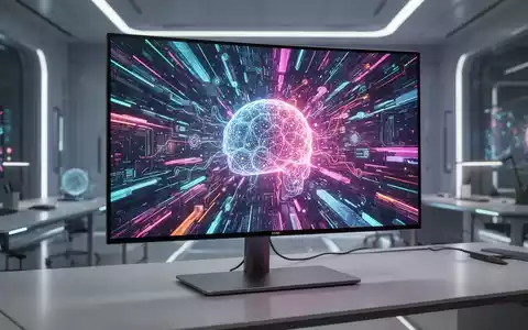 A close-up of a modern LG OLED PC monitor displaying bright, colorful graphics, set in a professional, high-tech environment. - Foto: über boerse-global.de
