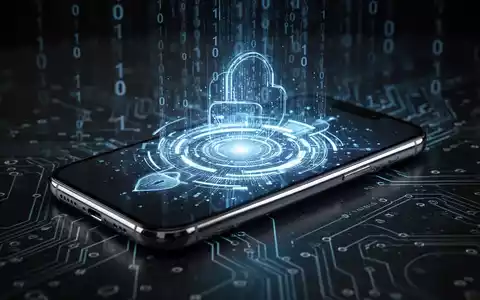 Ein modernes Smartphone mit einem leuchtenden, abstrakten KI-Interface auf dunklem Hintergrund, das digitale Innovation und Sicherheitsupdates darstellt. - Foto: über boerse-global.de