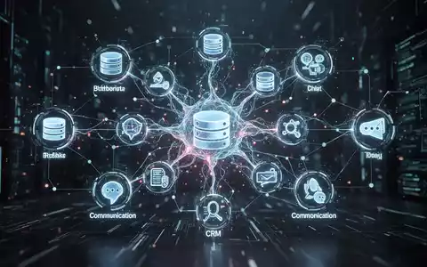 A glowing, interconnected neural network diagram symbolizing AI processing and data flow, with icons representing different data sources. - Foto: über boerse-global.de