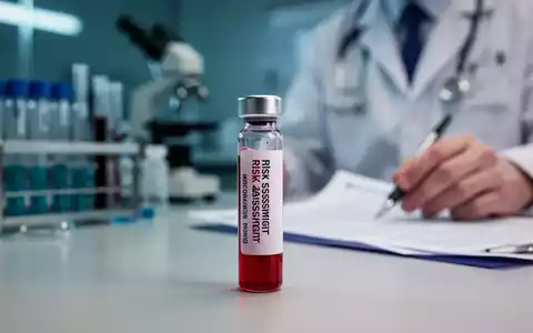 Nahaufnahme eines Blutprobenröhrchens mit verschwommenem Hintergrund von medizinischer Laborausrüstung und einer Arzt-Hand. - Foto: über boerse-global.de