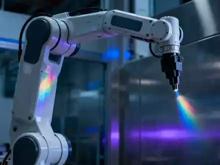 Ein Roboterarm in einer High-Tech-Anlage, der Spannung und Untersuchung im Kontext von Samsung und Rainbow Robotics andeutet. - Foto: über boerse-global.de