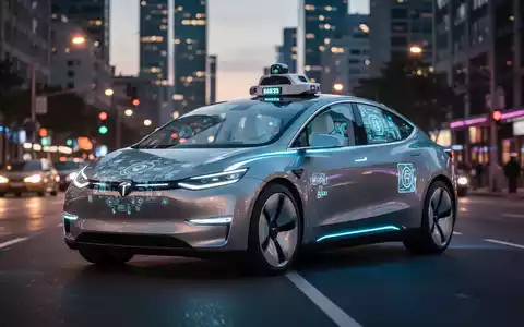 A sleek, futuristic Waymo robotaxi driving on a city street at dusk, with blurred city lights in the background. - Foto: über boerse-global.de