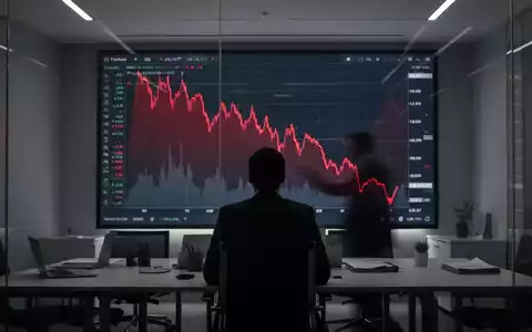 Ein Investor blickt auf einen roten, abwärtstrendigen Börsenchart auf einem Bildschirm, der finanzielle Verluste anzeigt. - Foto: über boerse-global.de