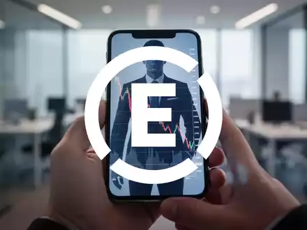 Eine Hand hält ein Smartphone mit einem fallenden Aktienchart, im Hintergrund eine verschwommene Büroumgebung. - Foto: über boerse-global.de