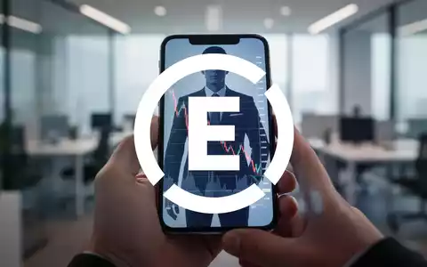 Eine Hand hält ein Smartphone mit einem fallenden Aktienchart, im Hintergrund eine verschwommene Büroumgebung. - Foto: über boerse-global.de