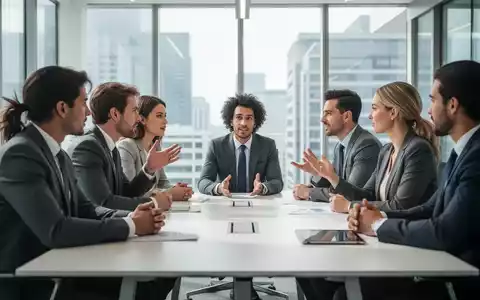 Geschäftsleute in einem modernen Konferenzraum, die sich respektvoll unterhalten, was aktivem Zuhören und Zusammenarbeit signalisiert. - Foto: über boerse-global.de