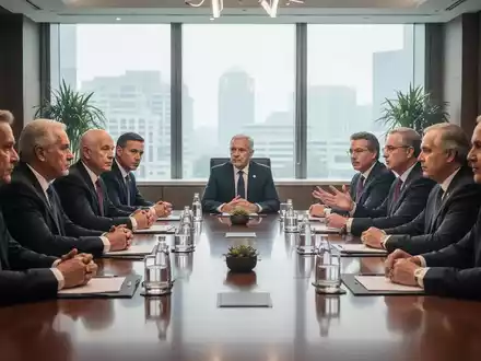 Führungskräfte von Gewerkschaften und Arbeitgeberverbänden bei einem Spitzentreffen im Bundeskanzleramt, um über Reformen zu beraten. - Foto: über boerse-global.de