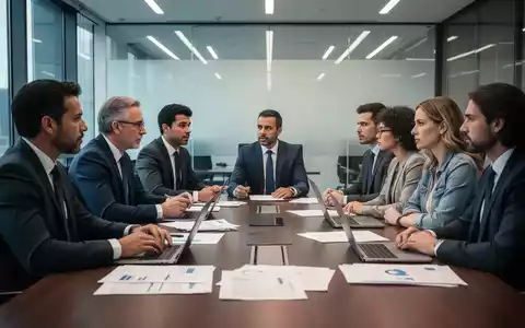 Eine Gruppe von Geschäftsleuten diskutiert an einem großen Konferenztisch in einem modernen Besprechungsraum. - Foto: über boerse-global.de