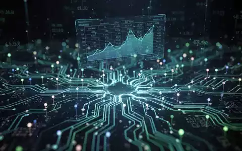 A stylized neural network with glowing nodes and lines, overlaid with abstract financial data, representing AI in accounting and finance. - Foto: über boerse-global.de