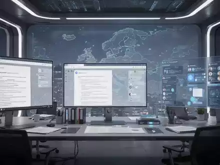 Digital interface showing a document editing suite with a European map overlay, symbolizing digital sovereignty and collaboration. - Foto: über boerse-global.de