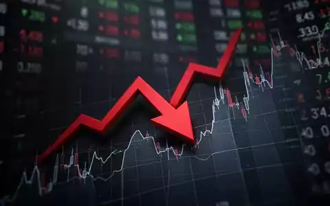 Ein roter Abwärtspfeil durchdringt ein dunkles Finanzdiagramm, um einen starken Kursrückgang zu symbolisieren. - Foto: über boerse-global.de