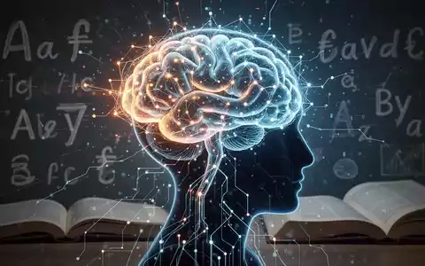 Eine stilisierte Darstellung eines leuchtenden neuronalen Netzes, das mit einer menschlichen Kopfsilhouette verbunden ist, um KI und Sprachenlernen zu symbolisieren. - Foto: über boerse-global.de