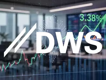 Nahaufnahme eines digitalen Börsendiagramms mit einem Anstieg von 3,38 % und einer stilisierten Mikrochipsilhouette. - Foto: über boerse-global.de