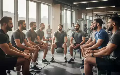 Männer in Sportkleidung, die an einem Gruppenprogramm zur Förderung der mentalen Fitness teilnehmen, mit Fokus auf Gemeinschaft und Unterstützung. - Foto: über boerse-global.de