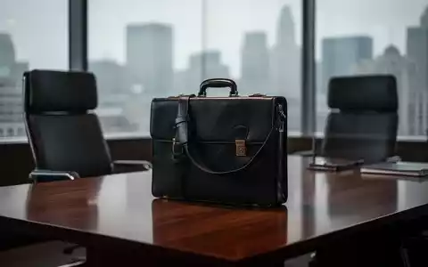 Ein einsamer Aktenkoffer auf einem Tisch in einem leeren, modernen Büro mit Blick auf eine graue Stadtlandschaft. - Foto: über boerse-global.de