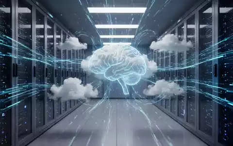 A stylized image representing cloud storage and AI, with data flowing between servers and a glowing brain symbol. - Foto: über boerse-global.de