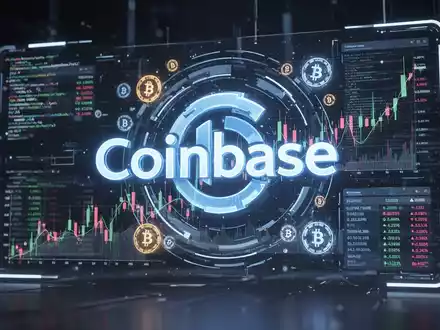 A futuristic AI agent interface with crypto charts and transaction data, overlaid on a stylized Coinbase logo, symbolizing autonomous trading. - Foto: über boerse-global.de