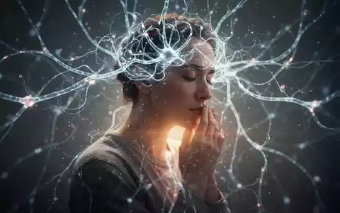 Eine Person in kontemplativer Haltung, umgeben von abstrakten neuronalen Mustern und Lichtspuren, die Gehirnaktivität und Spiritualität andeuten. - Foto: über boerse-global.de