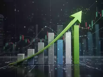 Abstrakte Darstellung von Finanzwachstum mit aufsteigenden Diagrammen und digitalen Elementen, die den Aktienmarkt symbolisieren. - Foto: über boerse-global.de