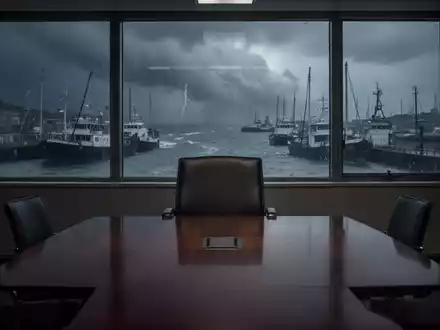 Ein leerer Stuhl an einem Konferenztisch, der den Verlust eines Board-Sitzes bei Harbour Energy und BASF symbolisiert. - Foto: über boerse-global.de