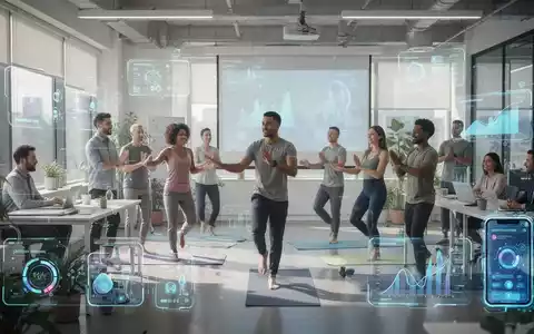 Mitarbeiter nehmen an einem modernen Seminar für betriebliche Gesundheitsförderung teil, mit digitalen Tools und Technologie im Hintergrund. - Foto: über boerse-global.de
