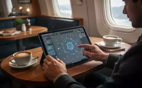 Person using a tablet with a design application in an environment with no internet connection, symbolizing offline productivity. - Foto: über boerse-global.de