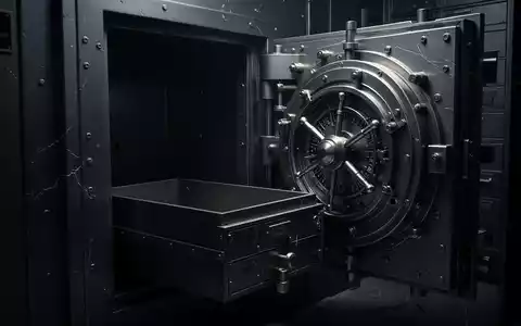 Ein offenes, leeres Schließfach in einem dunklen Banktresorraum, mit Fokus auf die Mechanik der Tresortür. - Foto: über boerse-global.de