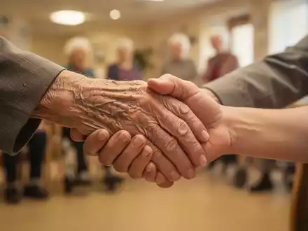 Eine ältere Hand hält sanft eine jüngere Hand, symbolisiert Unterstützung und Gemeinschaft für Senioren in Armut. - Foto: über boerse-global.de