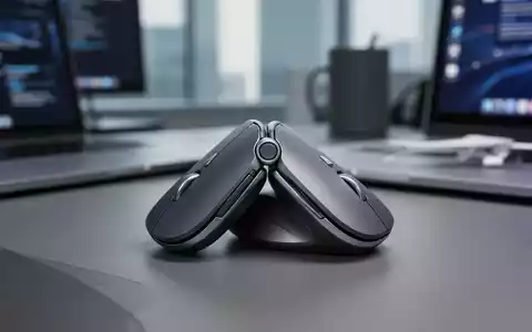 A close-up of a sleek, modern foldable mouse, highlighting its compact and ergonomic design against a blurred professional background. - Foto: über boerse-global.de