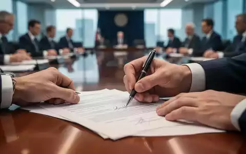 Hände unterzeichnen Dokumente auf einem Konferenztisch, umgeben von Notizen und Stiften, symbolisiert Bürokratieabbau. - Foto: über boerse-global.de