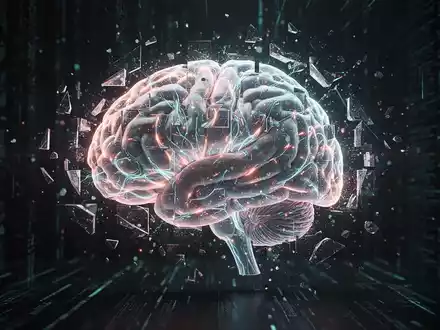 A glowing, fragmented AI brain or neural network reassembling within a dark digital interface, symbolizing system recovery. - Foto: über boerse-global.de