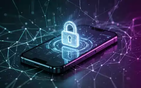 A smartphone screen displaying a digital lock icon, with abstract lines representing data security and artificial intelligence. - Foto: über boerse-global.de