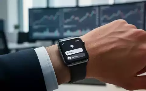 Eine Smartwatch am Handgelenk zeigt eine Nachrichten-App, im Hintergrund ein unscharfes Büro mit Finanzdaten. - Foto: über boerse-global.de
