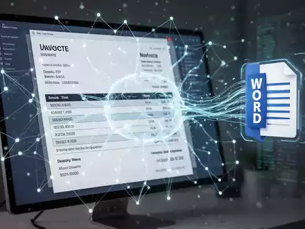 A glowing neural network overlaying a digital invoice and Word document icon, symbolizing AI-driven document automation and financial efficiency. - Foto: über boerse-global.de