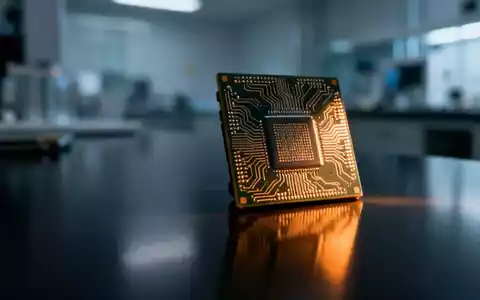 Nahaufnahme eines modernen Mikrochips mit komplexen Schaltkreisen, dramatisch beleuchtet auf dunklem Hintergrund. - Foto: über boerse-global.de