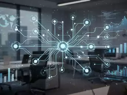 Eine stilisierte, moderne Datenvisualisierung mit verbundenen Knoten und Linien, die einen optimierten Datenfluss darstellt. - Foto: über boerse-global.de