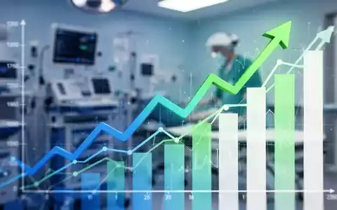 Abstrakte Darstellung von Kosteneinsparungen im Gesundheitswesen mit einem aufsteigenden Finanzdiagramm und medizinischer Ausrüstung im Hintergrund. - Foto: über boerse-global.de
