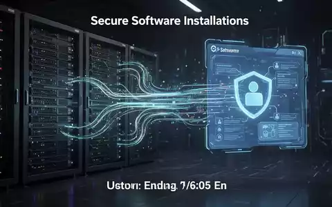 Digital representation of secure software installations, with data streams connecting a server to a user interface. - Foto: über boerse-global.de