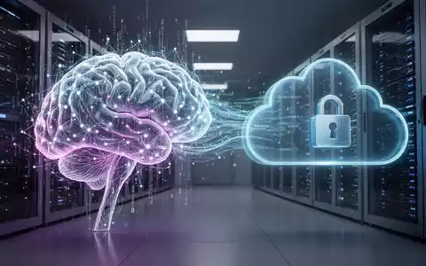 A glowing, abstract neural network brain merging with a secure cloud data center, symbolizing AI acquisition and integration. - Foto: über boerse-global.de
