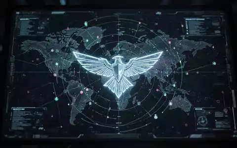 Eine stilisierte Radaranzeige mit einer digitalen Bedrohungskarte und einem leuchtenden Falken-Symbol im Zentrum. - Foto: über boerse-global.de