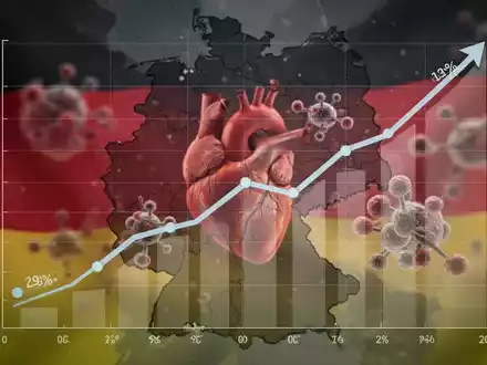 Ein stilisierter Finanzgraph mit steigenden Kosten, überlagert von medizinischen Symbolen und einer verschwommenen Deutschlandkarte. - Foto: über boerse-global.de