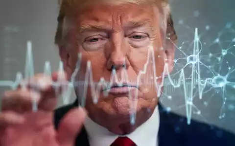 Nahaufnahme des Gesichts eines älteren Mannes, der Donald Trump ähnelt, mit abstrakten Hirndarstellungen im Vordergrund. - Foto: über boerse-global.de