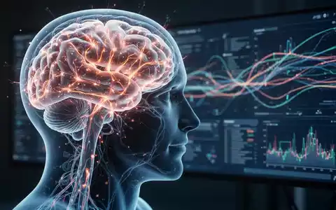 Gehirnaktivität, dargestellt durch leuchtende neuronale Netze in einem menschlichen Kopf, mit einer digitalen Überwachungsschnittstelle im Hintergrund. - Foto: über boerse-global.de