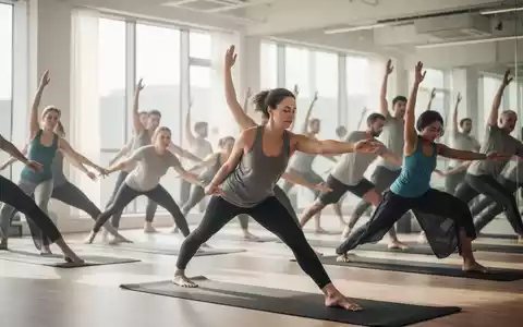 Eine Gruppe von Menschen praktiziert Yoga in einem hellen, ruhigen Raum, was auf Herz-Kreislauf-Gesundheit hinweist. - Foto: über boerse-global.de